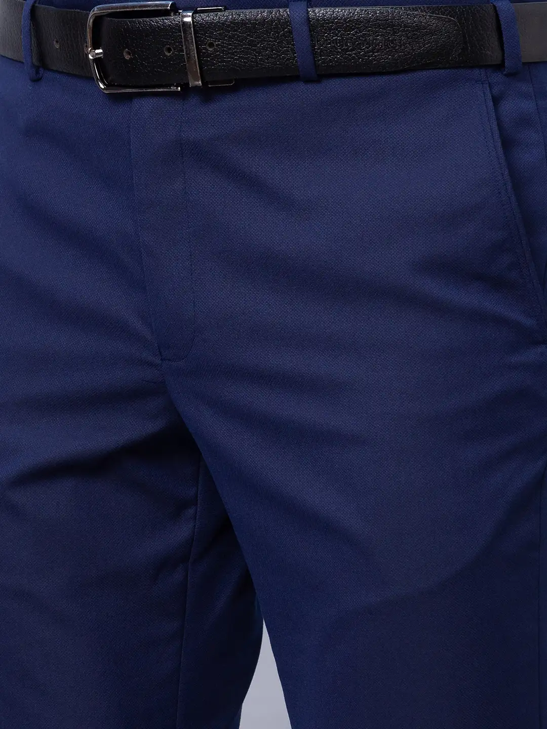 Park Avenue Men Blue Structure Smart Fit Polyester Blend Trousers - Image 6