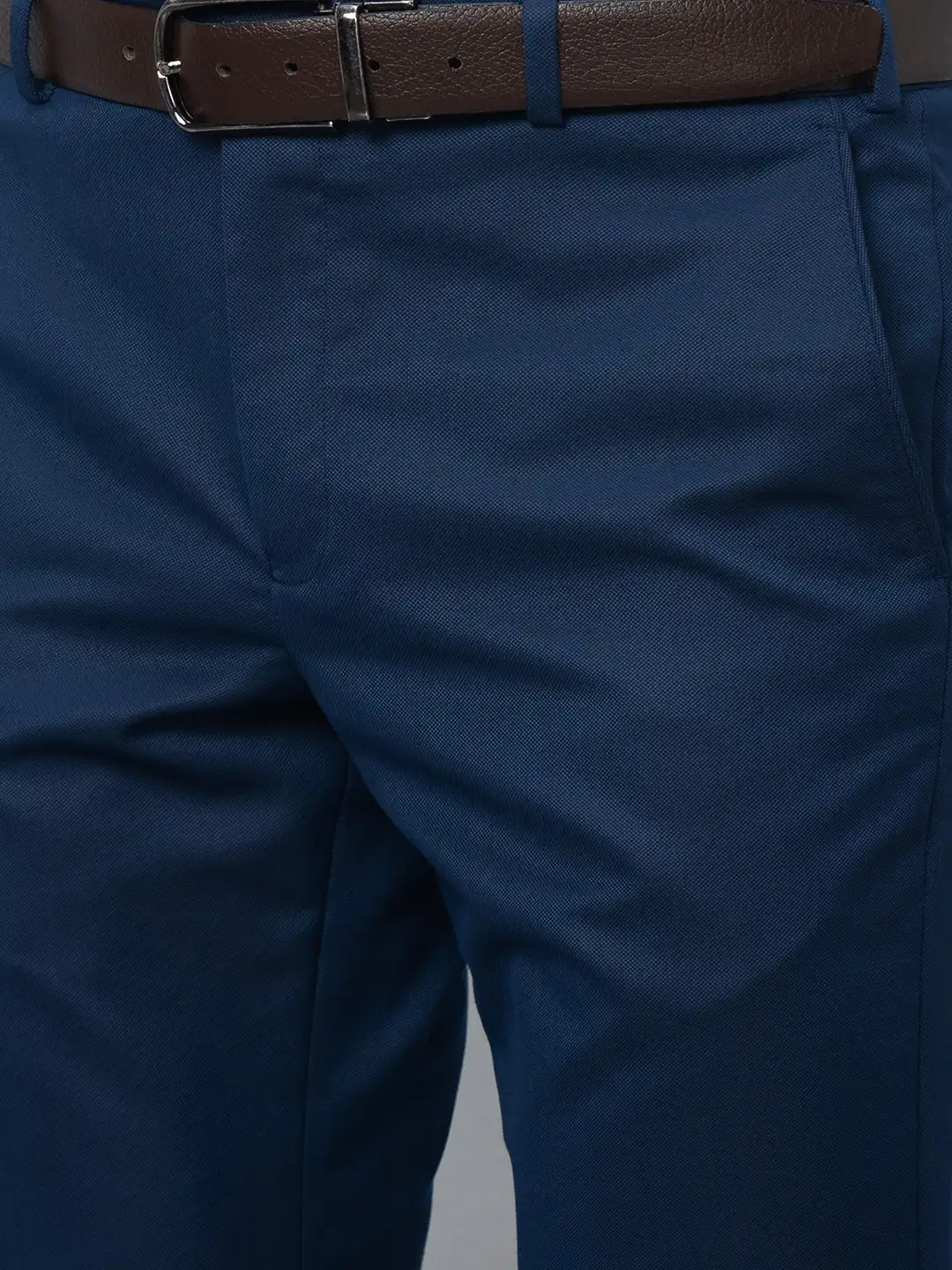 Park Avenue Men Blue Structure Smart Fit Polyester Blend Trousers - Image 6