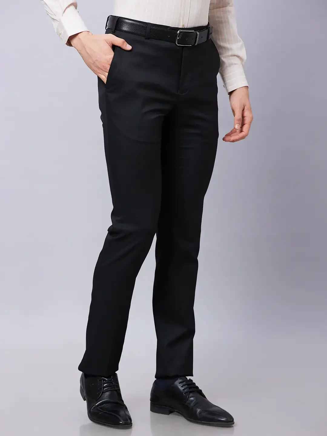 Raymond Men Black Structure Slim Fit Polyester Blend Trousers - Image 2