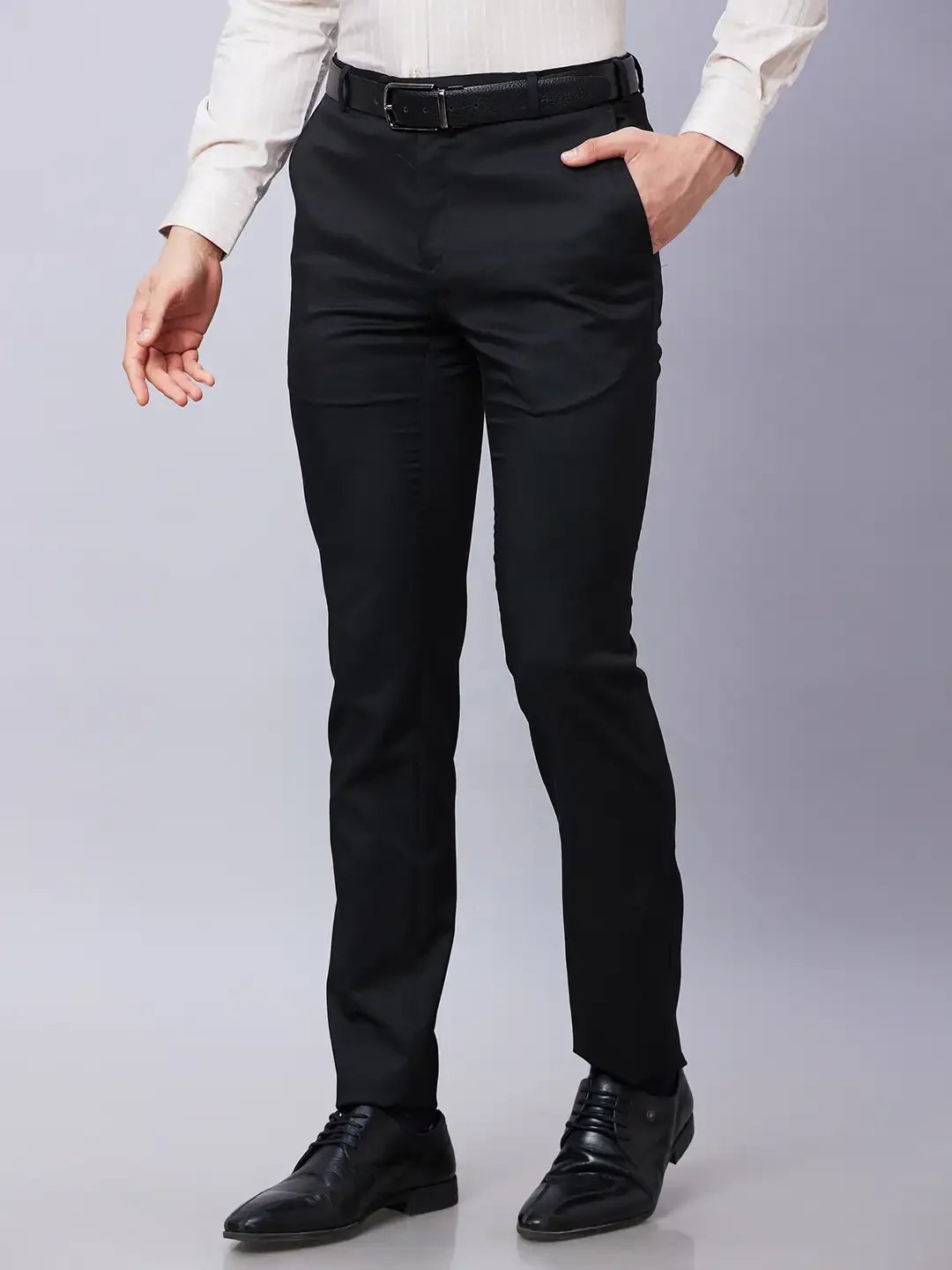 Raymond Men Black Structure Slim Fit Polyester Blend Trousers - Image 3