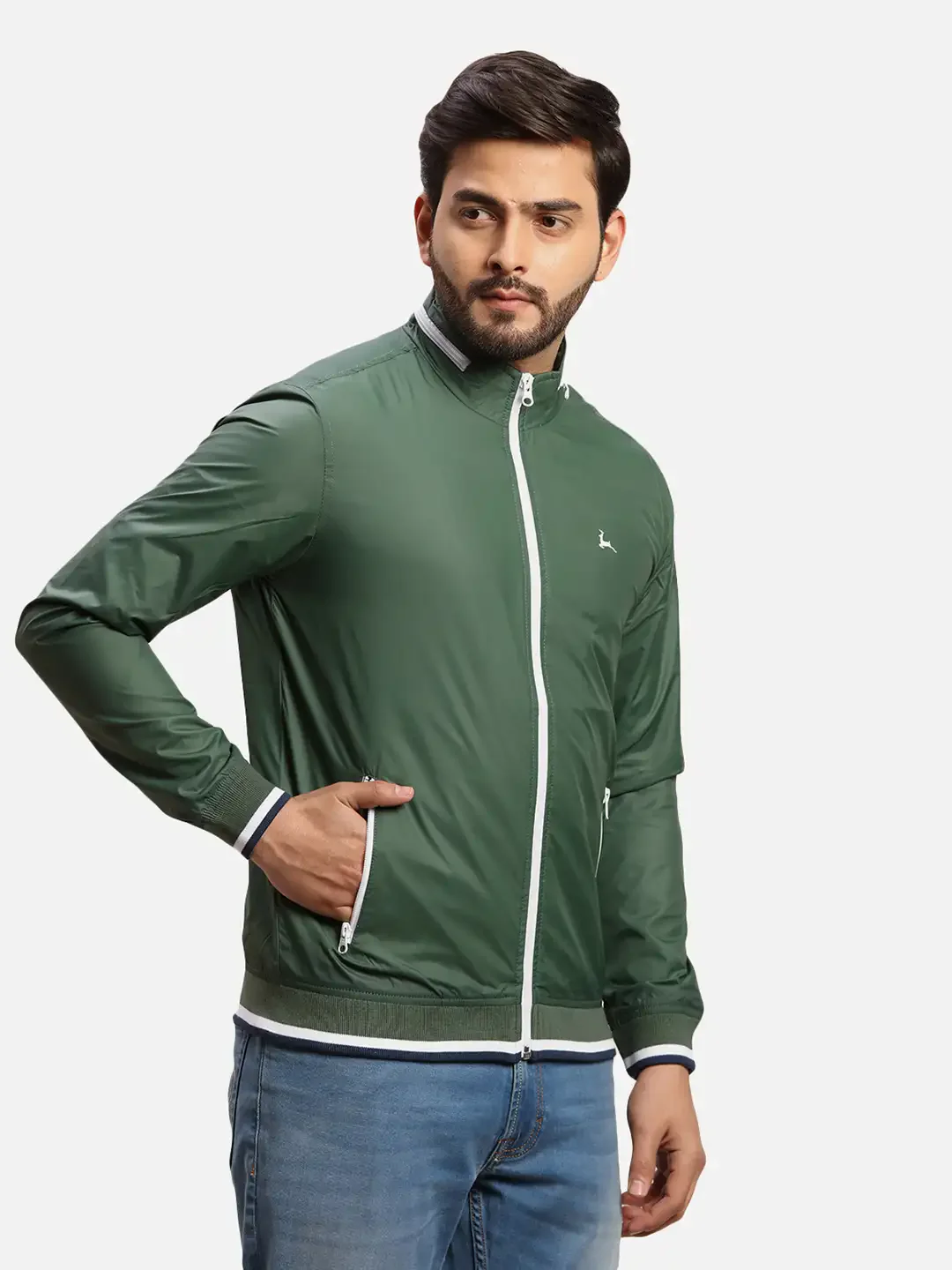 Parx Men Green Solid Polyester Full Sleeve Jacket - Image 2