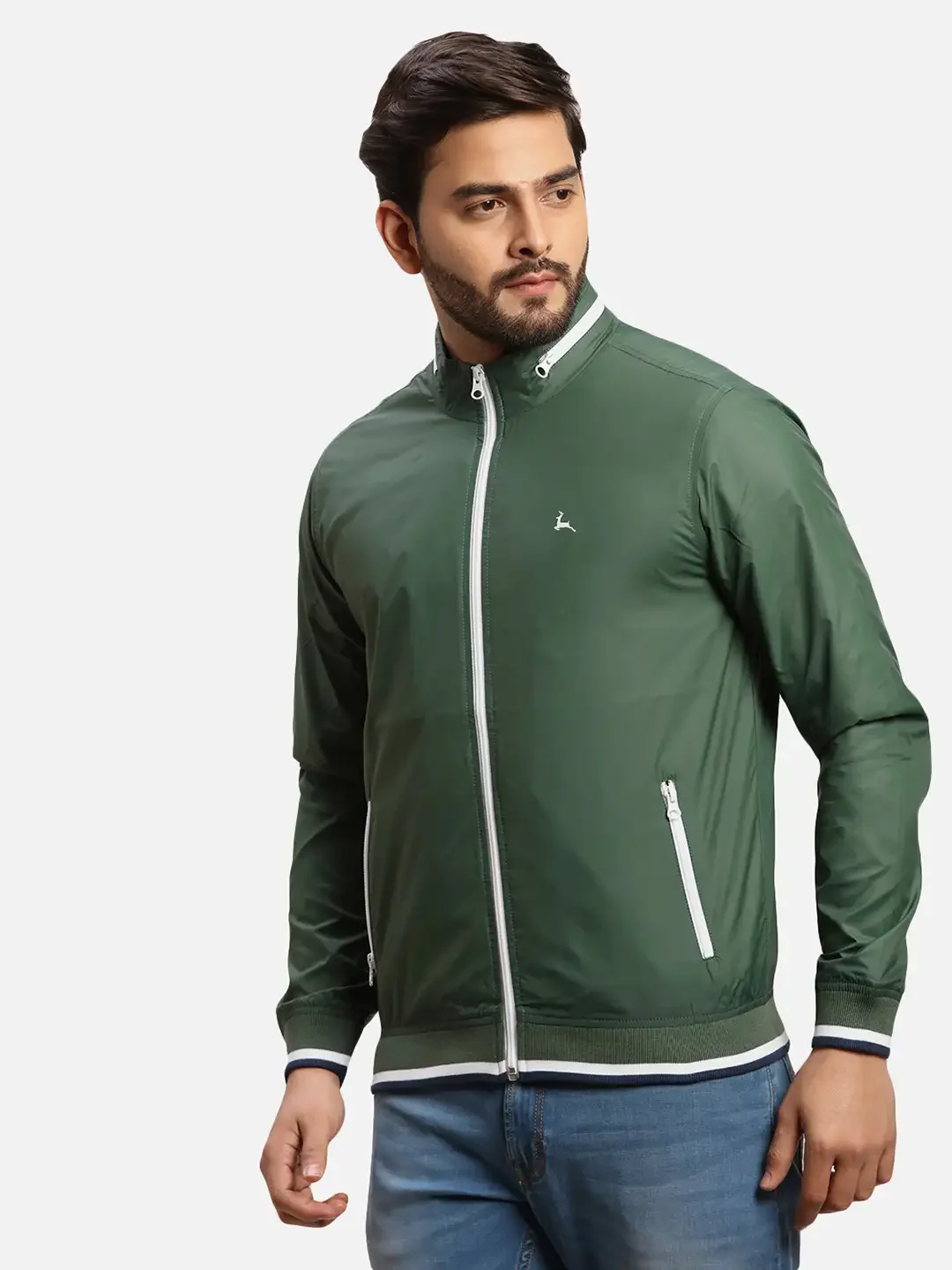 Parx Men Green Solid Polyester Full Sleeve Jacket - Image 3