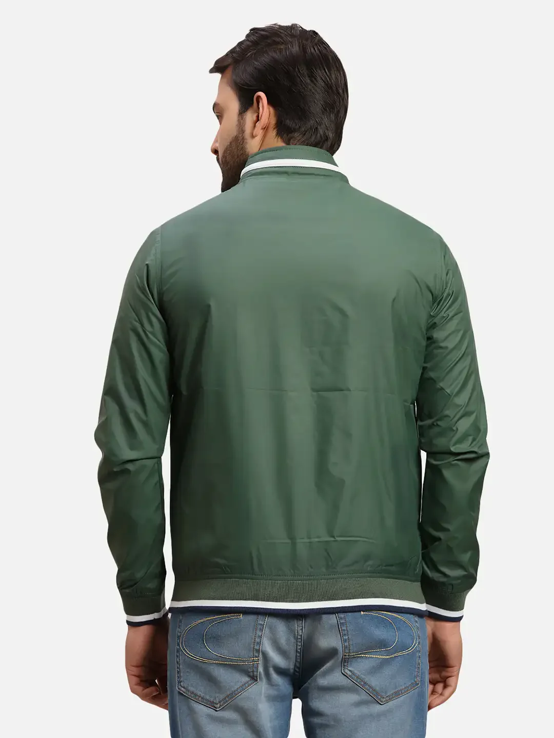 Parx Men Green Solid Polyester Full Sleeve Jacket - Image 4