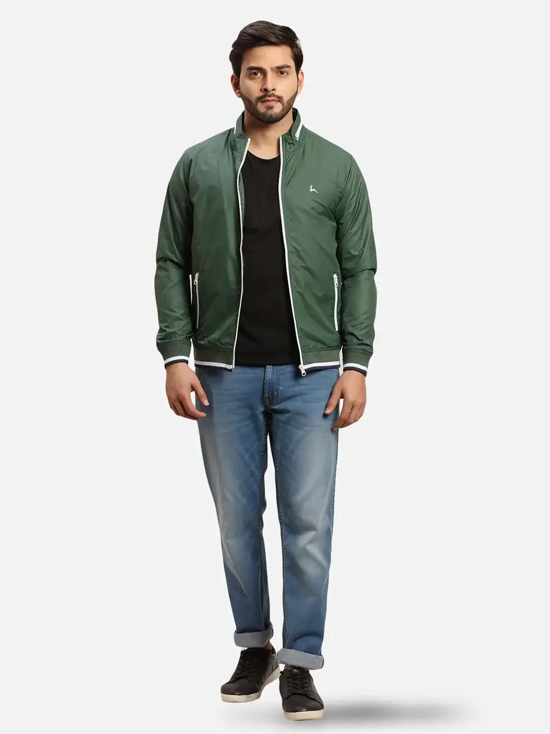 Parx Men Green Solid Polyester Full Sleeve Jacket - Image 5