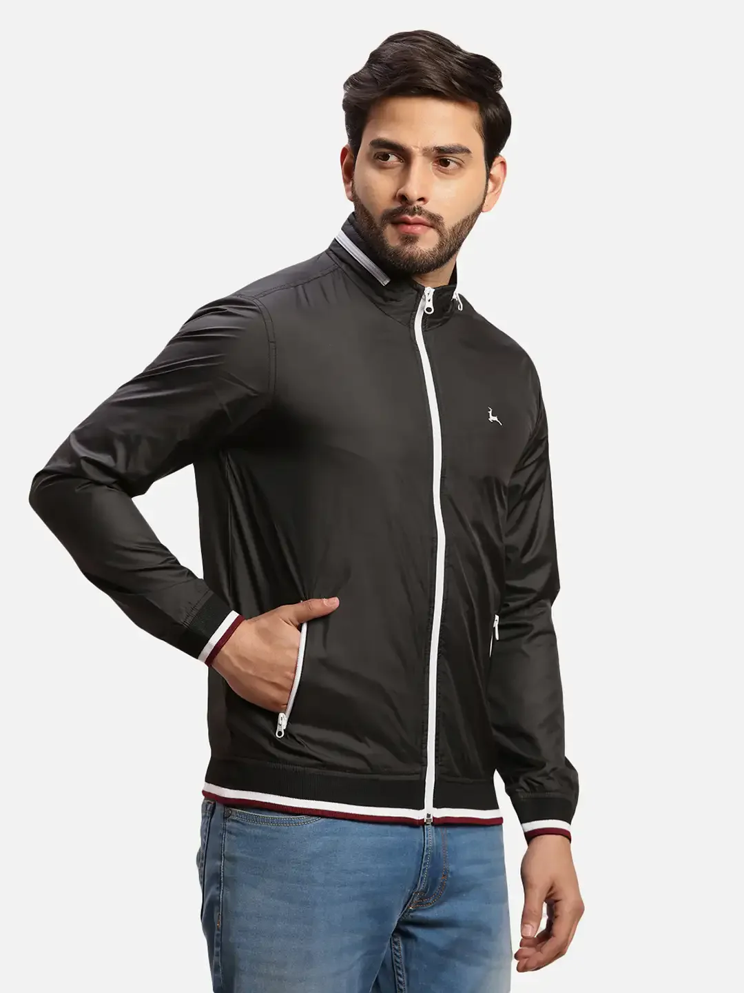 Parx Men Black Solid Polyester Full Sleeve Jacket - Image 2