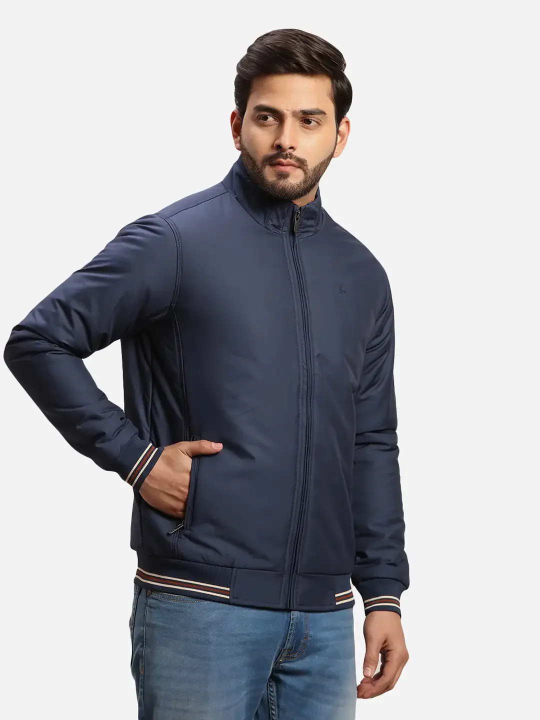 Parx Men Blue Solid Polyester Full Sleeve Jacket - Image 2