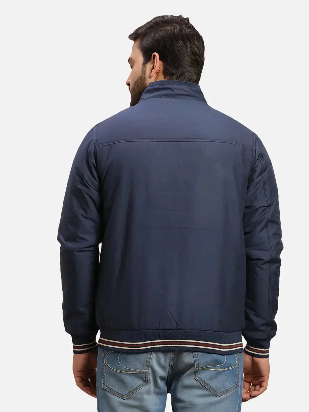 Parx Men Blue Solid Polyester Full Sleeve Jacket - Image 4