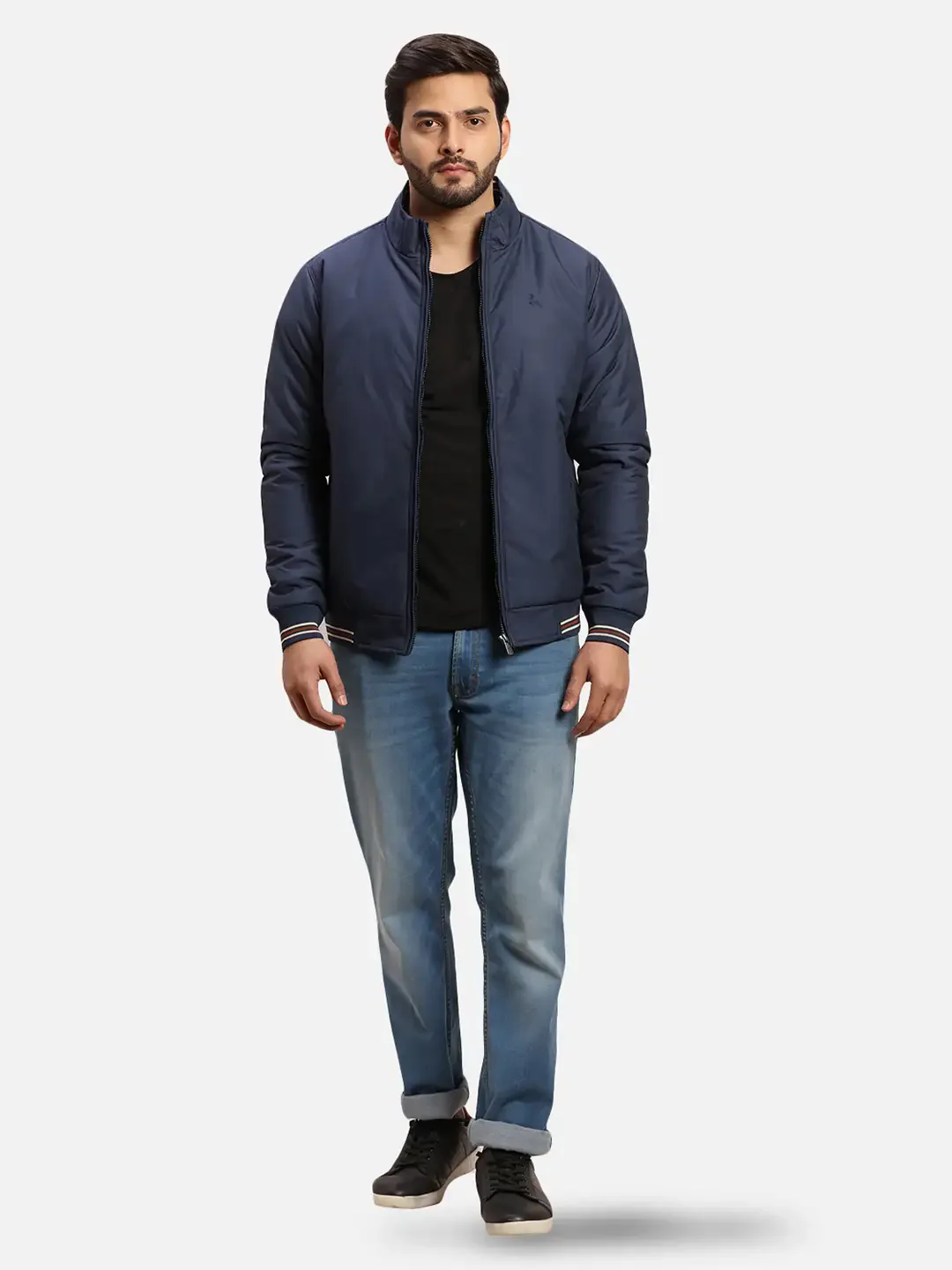 Parx Men Blue Solid Polyester Full Sleeve Jacket - Image 5