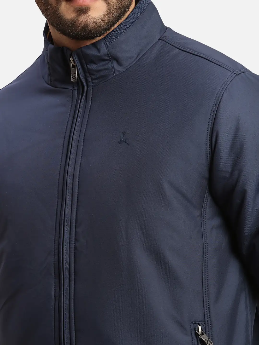 Parx Men Blue Solid Polyester Full Sleeve Jacket - Image 6