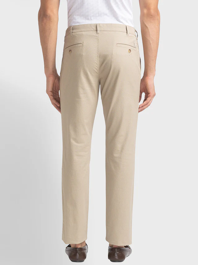 Colorplus Beige Printed Contemporary Fit Cotton Blend Trouser - Image 4