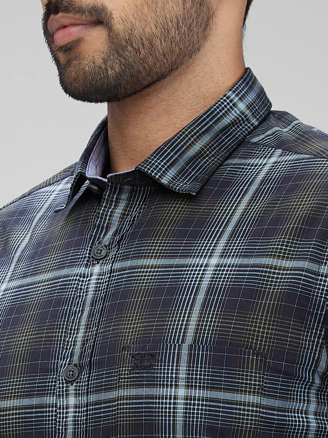 Colorplus Black Checks Slim Fit Cotton Casual Shirt - Image 6