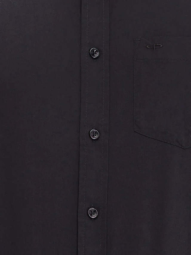 Colorplus Black Solid Piece Dyed Contemporary Fit Full Sleeve Cotton Shirt - Image 5