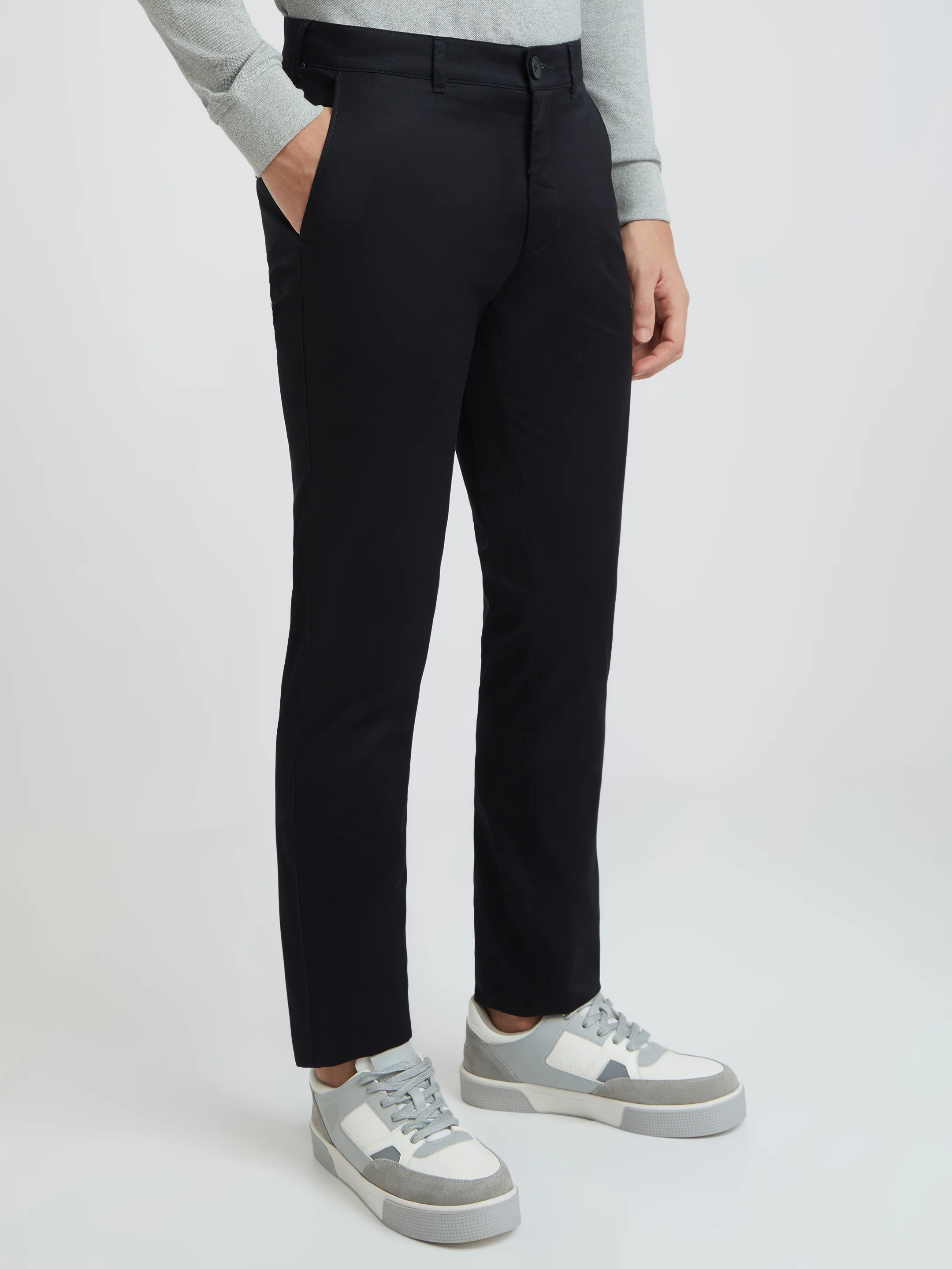 Colorplus Black Solid Regular Fit Cotton Trouser - Image 2
