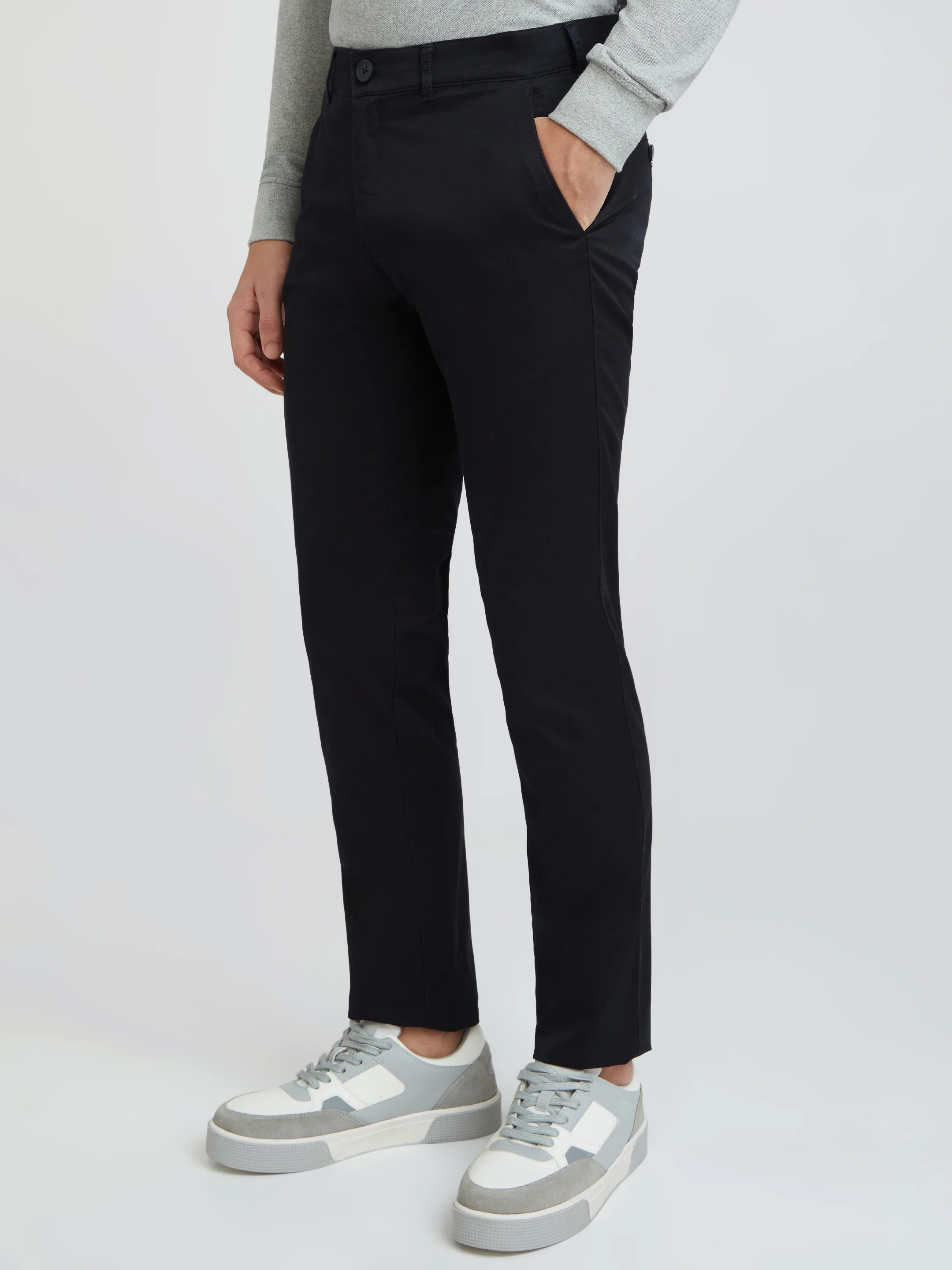 Colorplus Black Solid Regular Fit Cotton Trouser - Image 3
