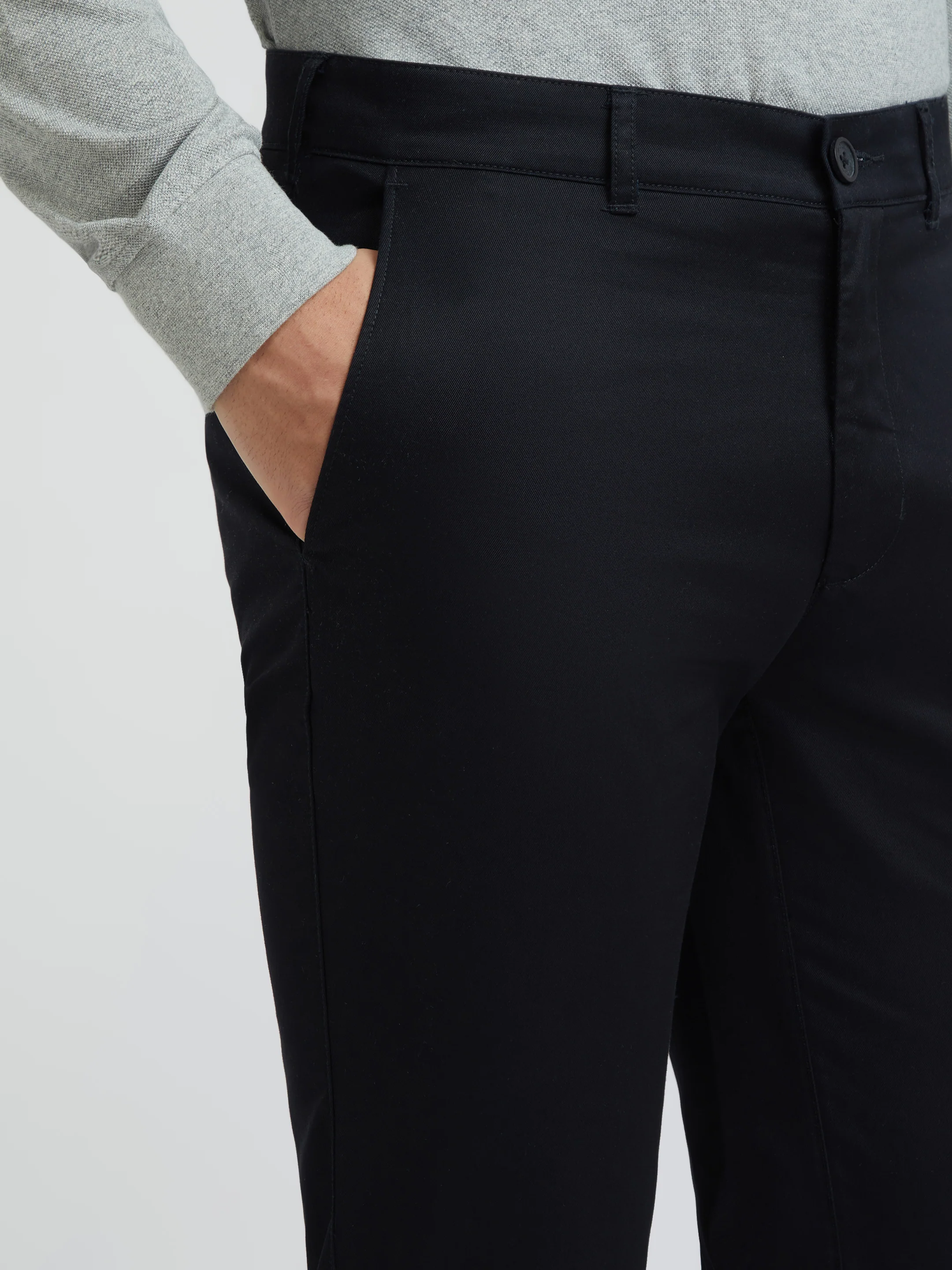 Colorplus Black Solid Regular Fit Cotton Trouser - Image 6
