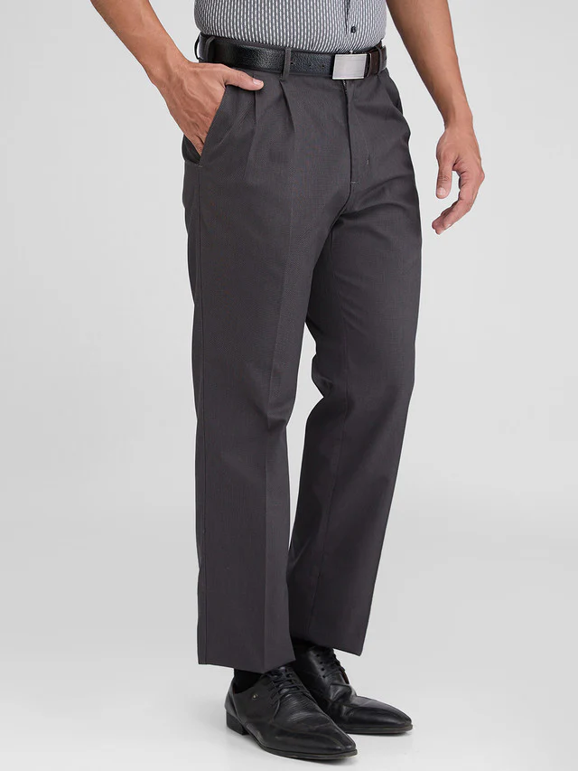 Colorplus Black Yarn Dyed Custom Fit Cotton Trouser - Image 2
