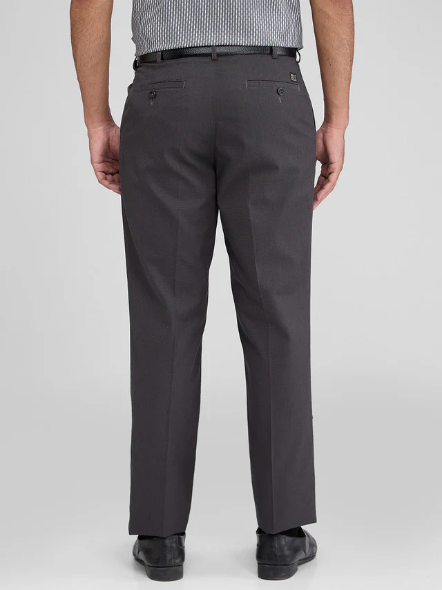 Colorplus Black Yarn Dyed Custom Fit Cotton Trouser - Image 4