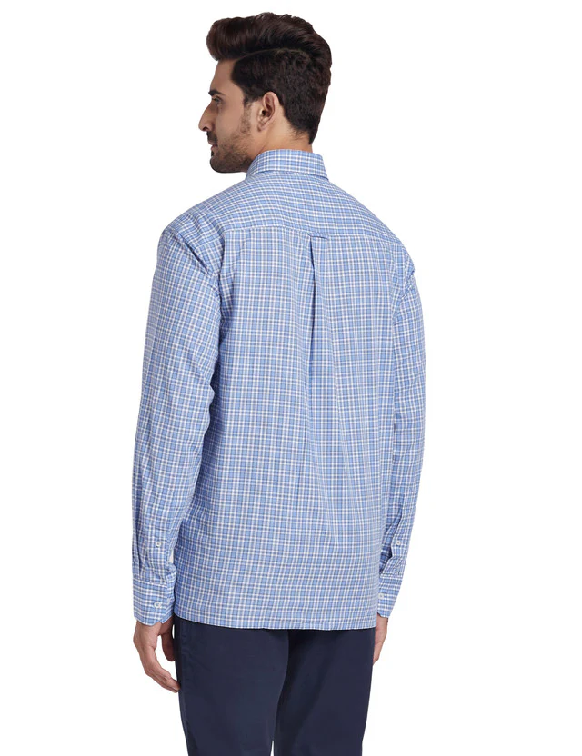 Colorplus Blue Checks Classic Fit Cotton Casual Shirt - Image 4