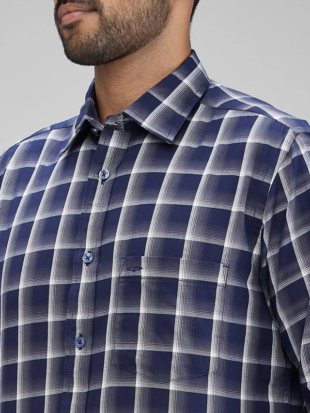 Colorplus Blue Checks Regular Fit Cotton Casual Shirt - Image 6