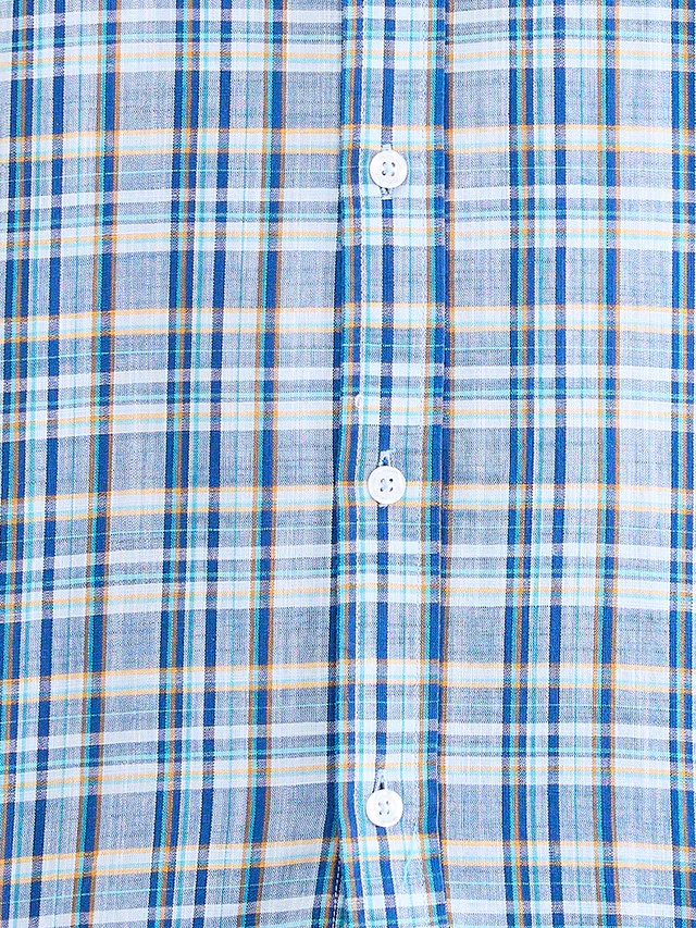Colorplus Blue Checks Tailored Fit Cotton Casual Shirt - Image 7