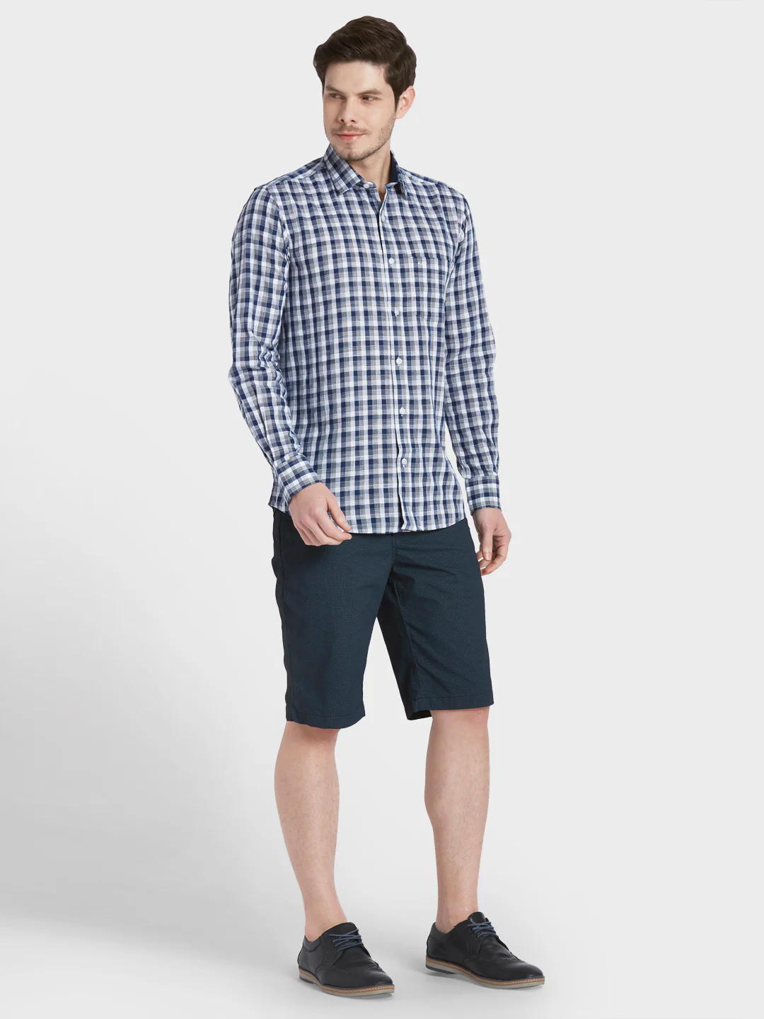 Colorplus Blue Printed Contemporary Fit Cotton Blend Shorts - Image 6