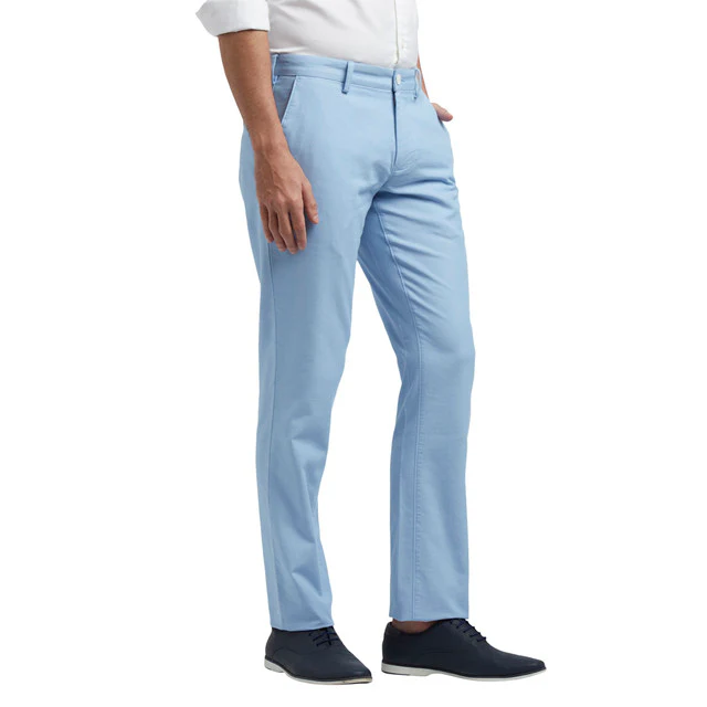 Colorplus Blue Printed Contemporary Fit Cotton Blend Trouser - Image 2
