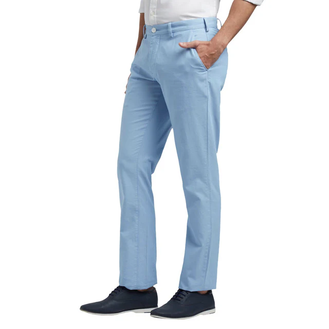 Colorplus Blue Printed Contemporary Fit Cotton Blend Trouser - Image 3