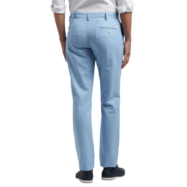 Colorplus Blue Printed Contemporary Fit Cotton Blend Trouser - Image 4