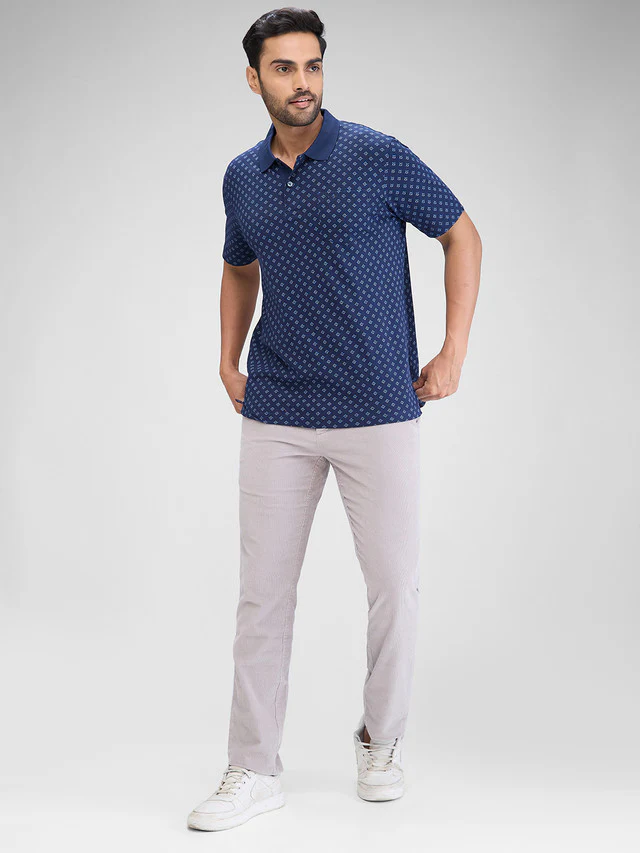Colorplus Blue Printed Classic Fit Cotton T-Shirt - Image 5