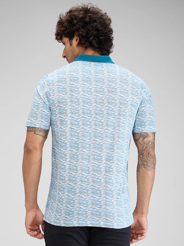 Colorplus Blue Printed Comfort Fit Cotton T-Shirt - Image 4