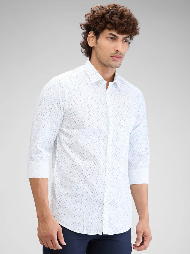 Colorplus Blue Printed Contemporary Fit Cotton Casual Shirt - Image 2