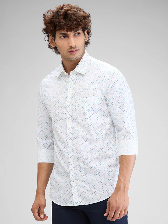 Colorplus Blue Printed Contemporary Fit Cotton Casual Shirt - Image 3