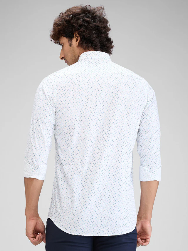 Colorplus Blue Printed Contemporary Fit Cotton Casual Shirt - Image 4