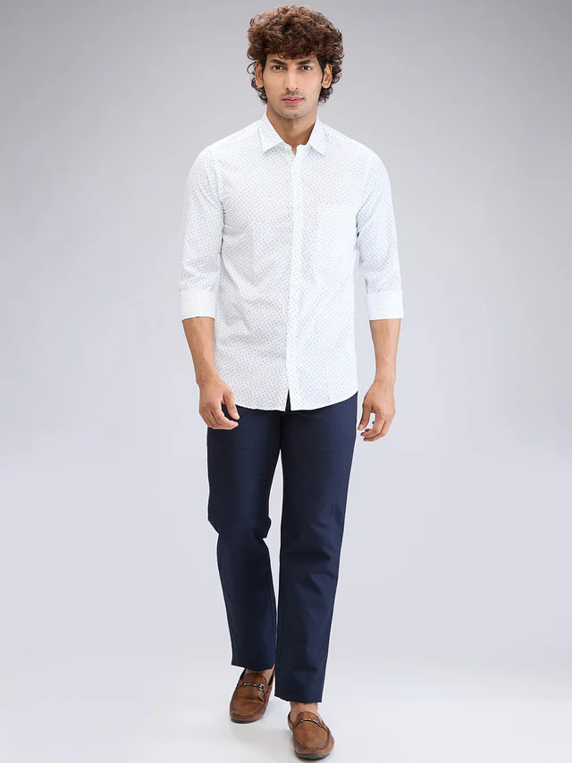 Colorplus Blue Printed Contemporary Fit Cotton Casual Shirt - Image 5