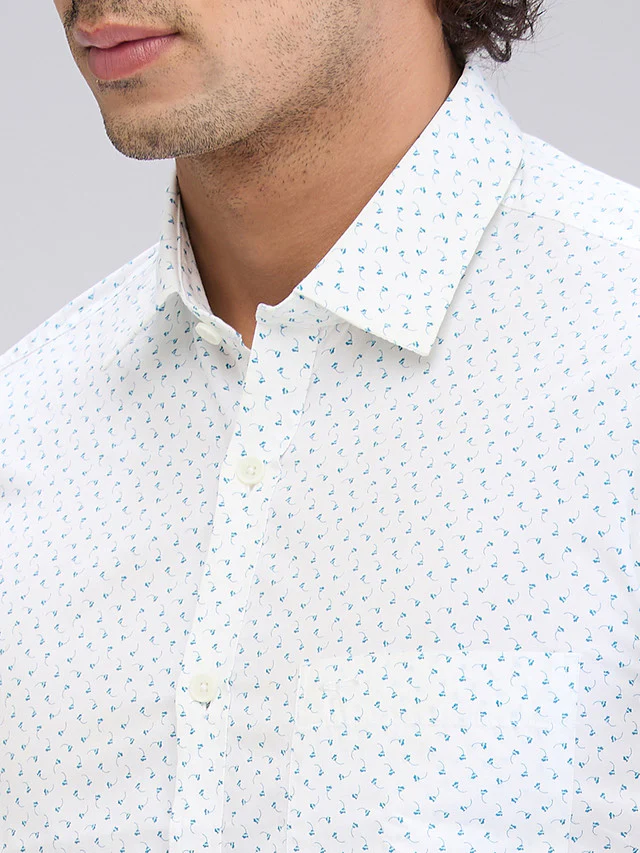 Colorplus Blue Printed Contemporary Fit Cotton Casual Shirt - Image 6