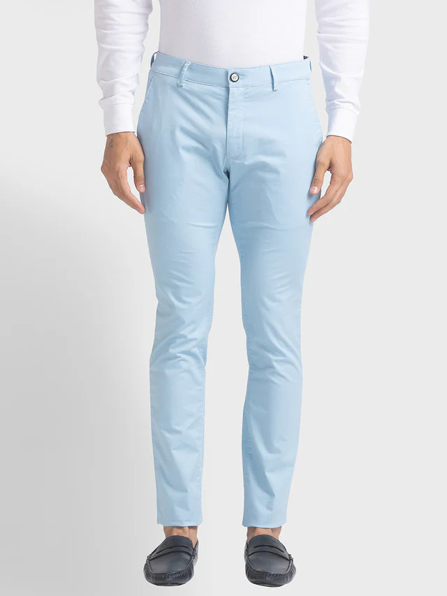 Colorplus Blue Printed Nuvo Fit Cotton Blend Trouser