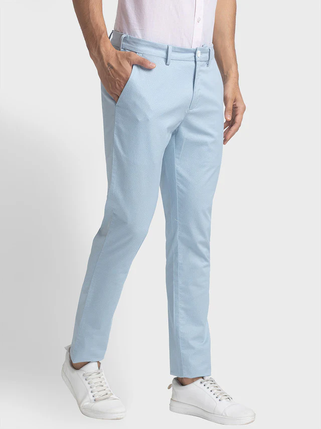 Colorplus Blue Printed Nuvo Fit Cotton Blend Trouser - Image 2