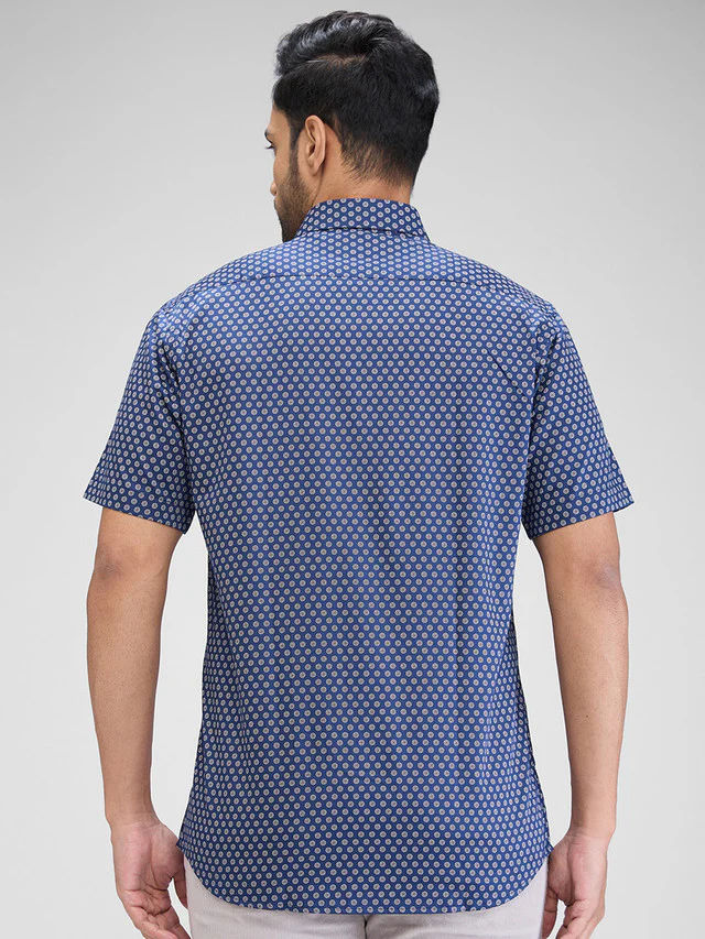 Colorplus Blue Printed Regular Fit Cotton Casual Shirt - Image 5