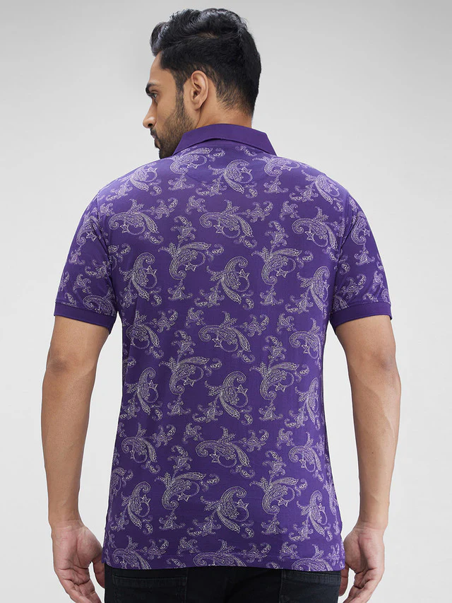 Colorplus Blue Printed Regular Fit Cotton T-Shirt - Image 5