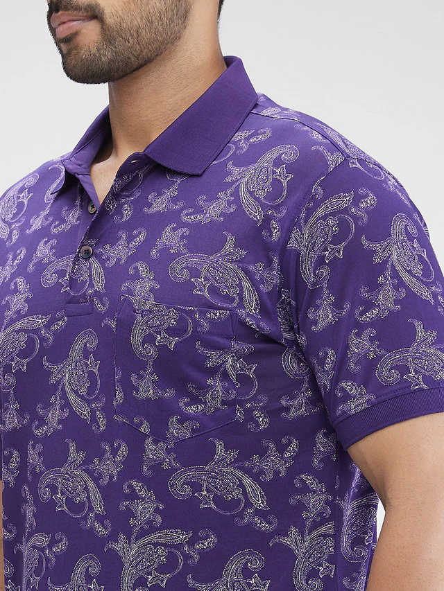 Colorplus Blue Printed Regular Fit Cotton T-Shirt - Image 7