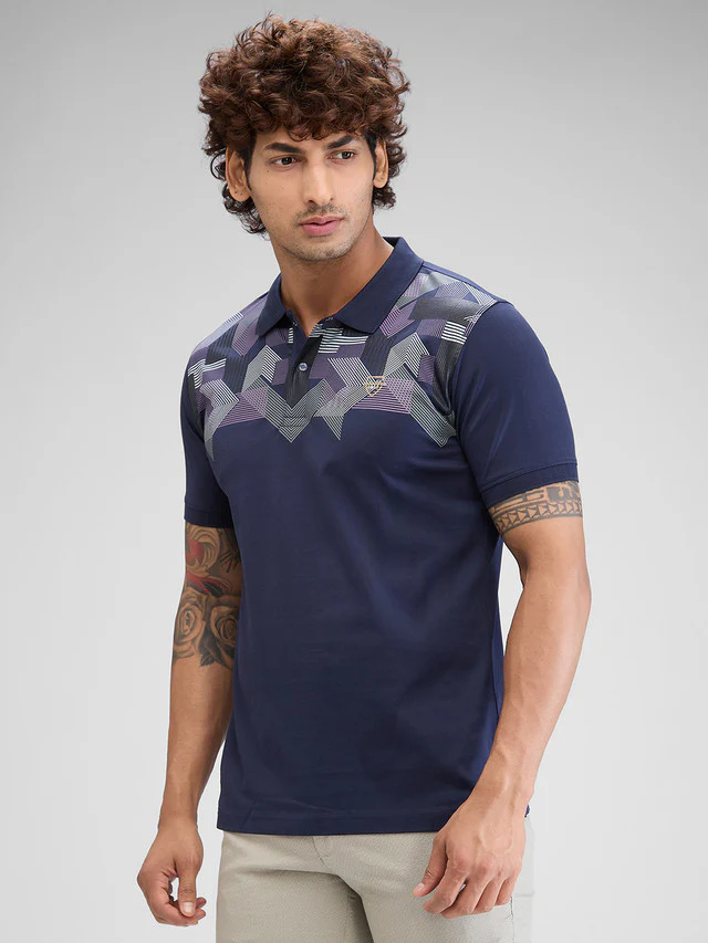 Colorplus Blue Printed Tailored Fit Cotton T-Shirt - Image 3