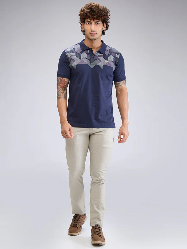 Colorplus Blue Printed Tailored Fit Cotton T-Shirt - Image 5
