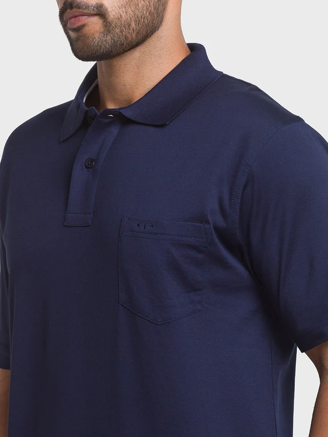 Colorplus Blue Solid Classic Fit Cotton T-Shirt - Image 6