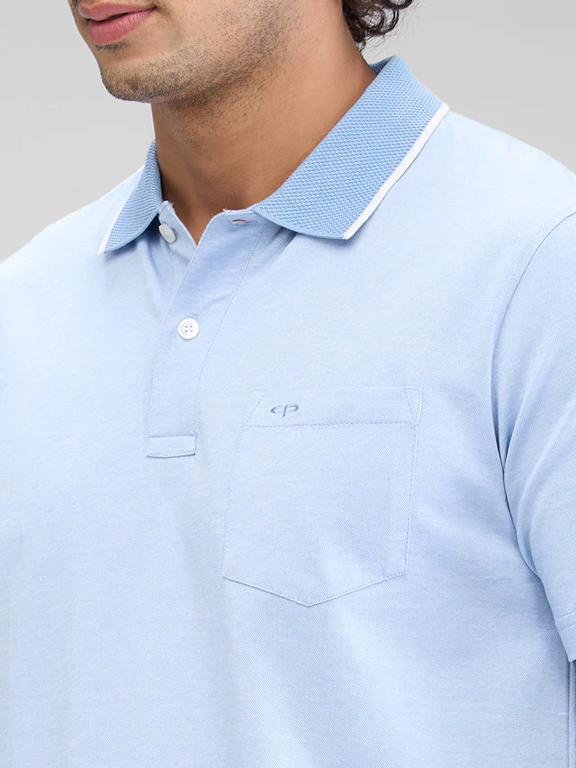 Colorplus Blue Solid Classic Fit Cotton T-Shirt - Image 6