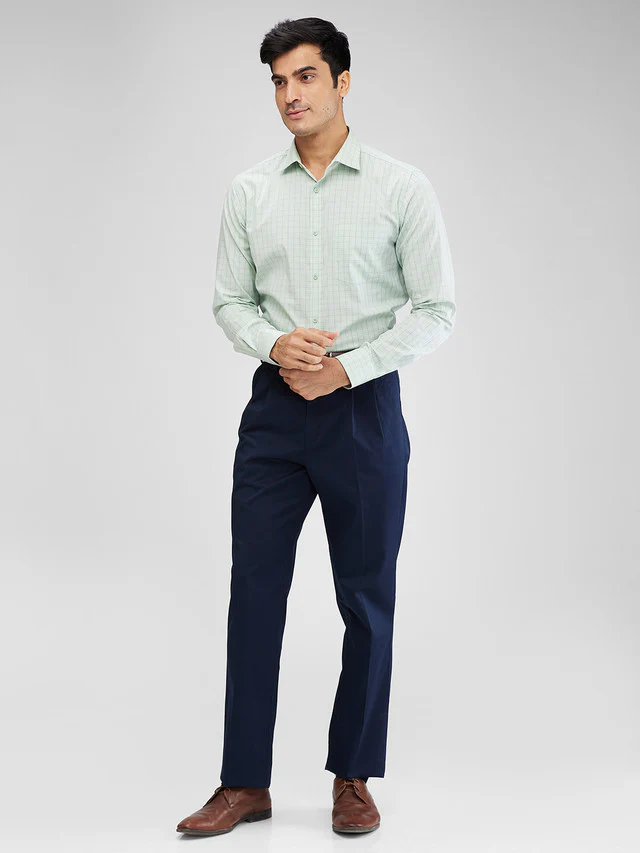 Colorplus Blue Solid Custom Fit Cotton Trouser - Image 5