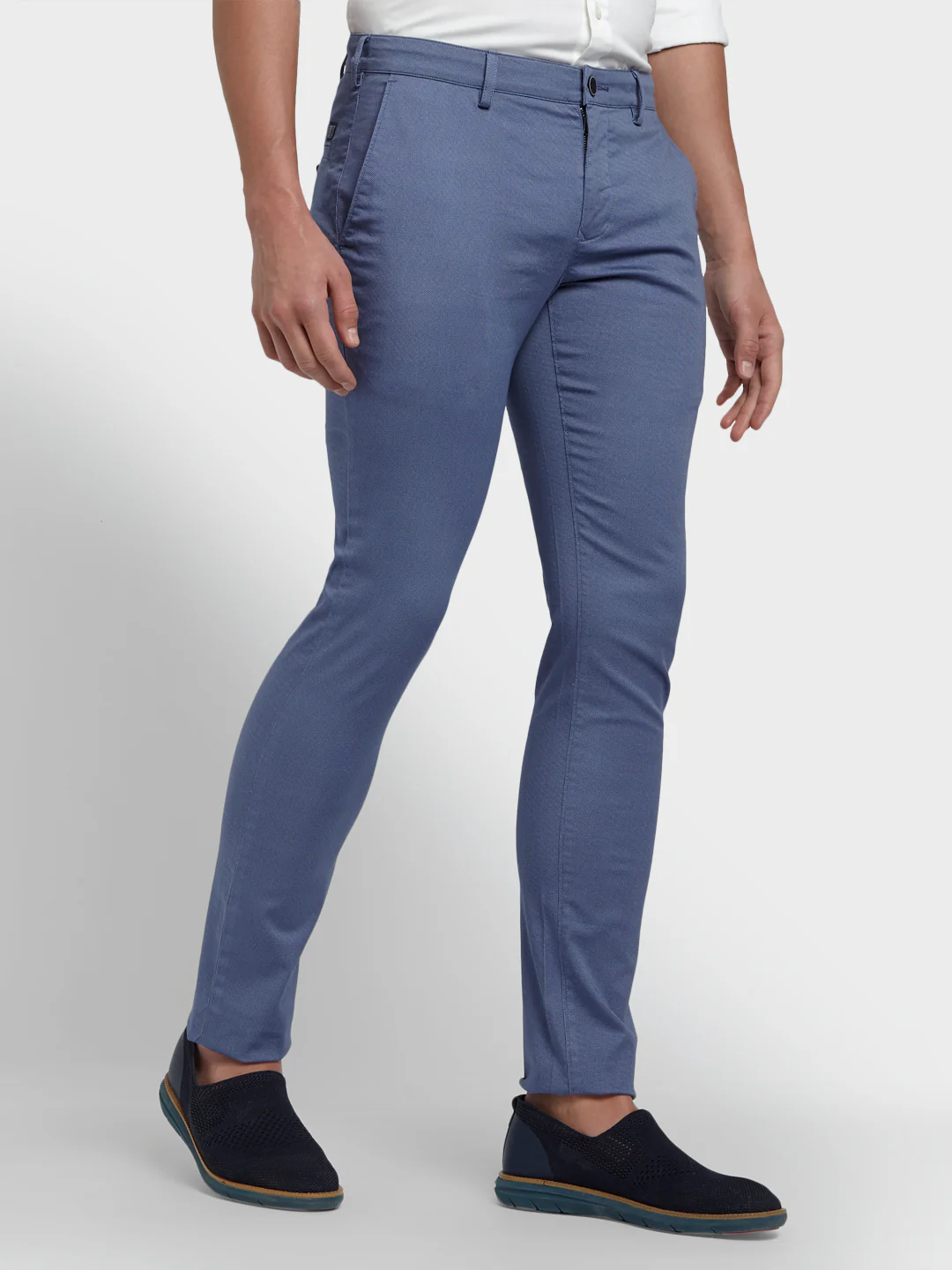Colorplus Blue Solid Piece Dyed Nuvo Fit Cotton Blend Trouser - Image 2