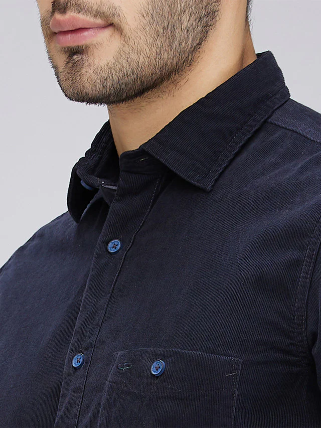 Colorplus Blue Solid Piece Dyed Regular Fit Cotton Casual Shirt - Image 6