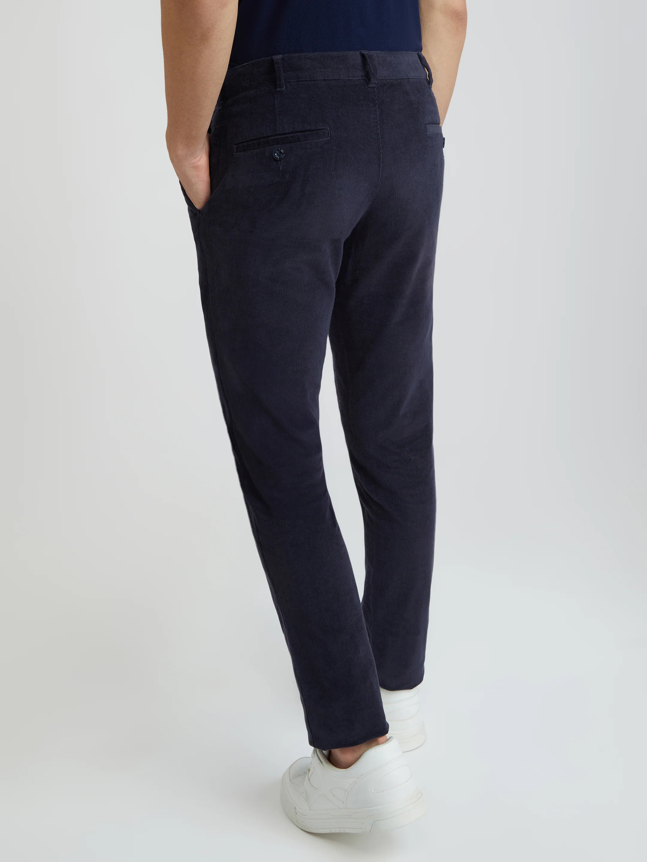 Colorplus Blue Solid Piece Dyed Slim Fit Cotton Blend Trouser - Image 4