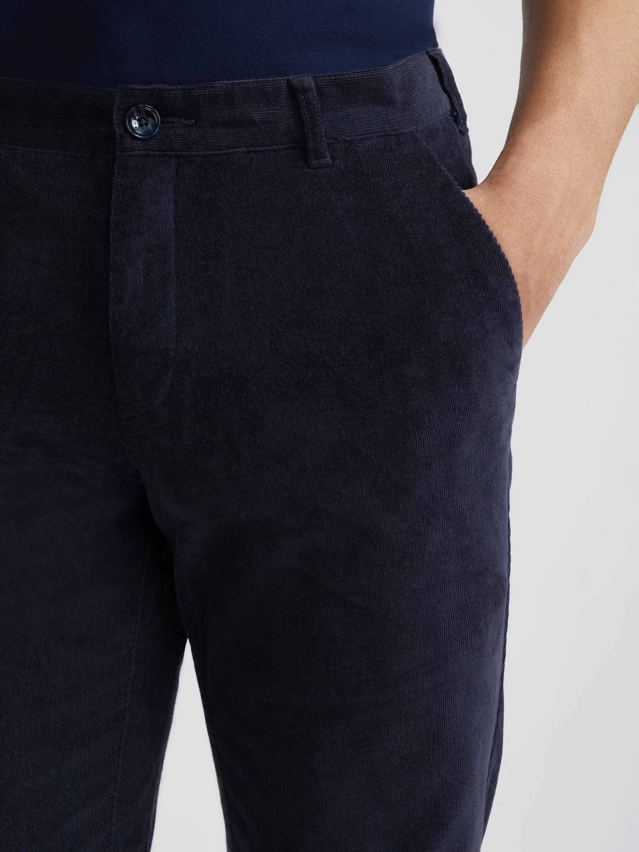 Colorplus Blue Solid Piece Dyed Slim Fit Cotton Blend Trouser - Image 6