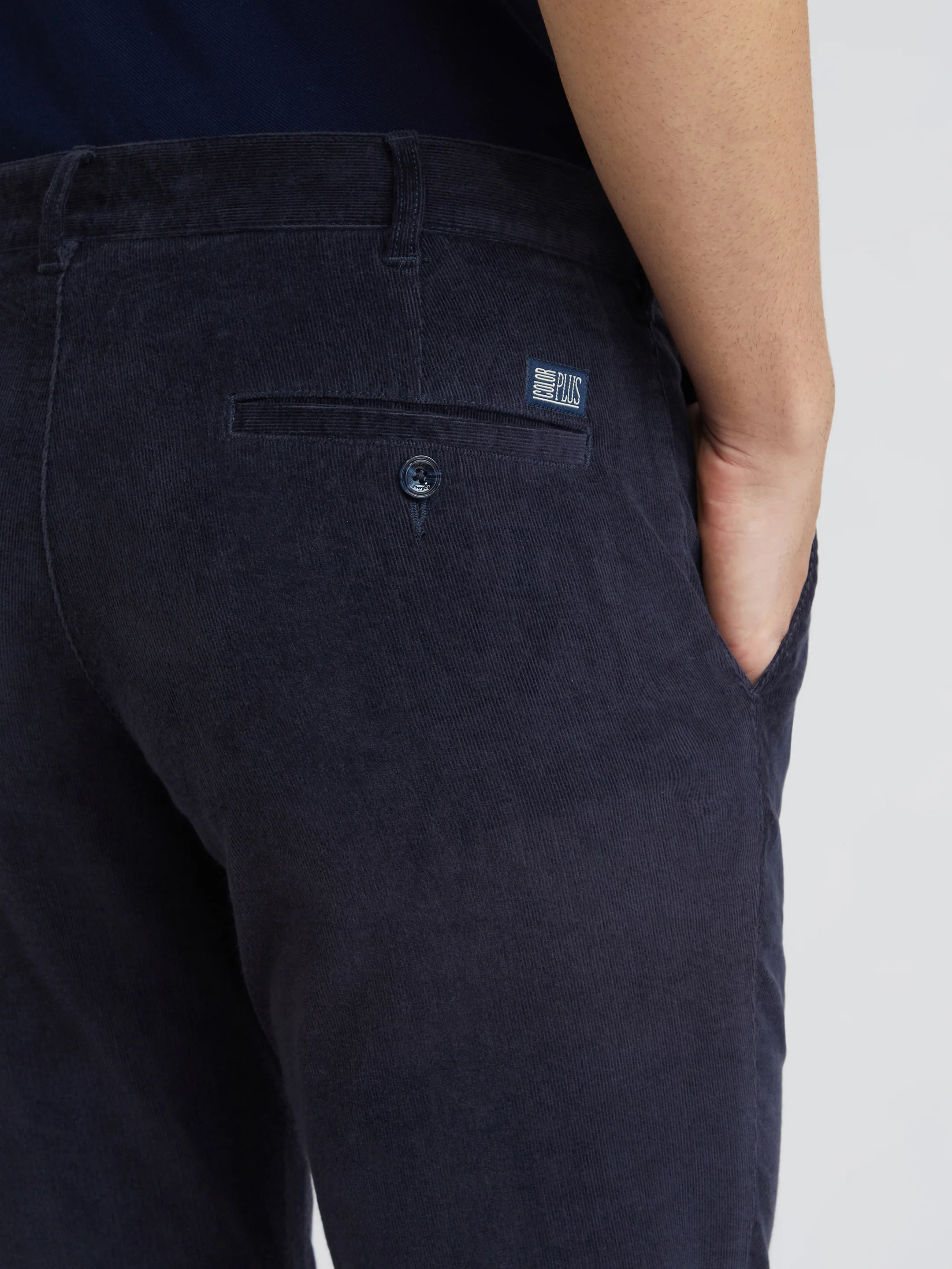 Colorplus Blue Solid Piece Dyed Slim Fit Cotton Blend Trouser - Image 7